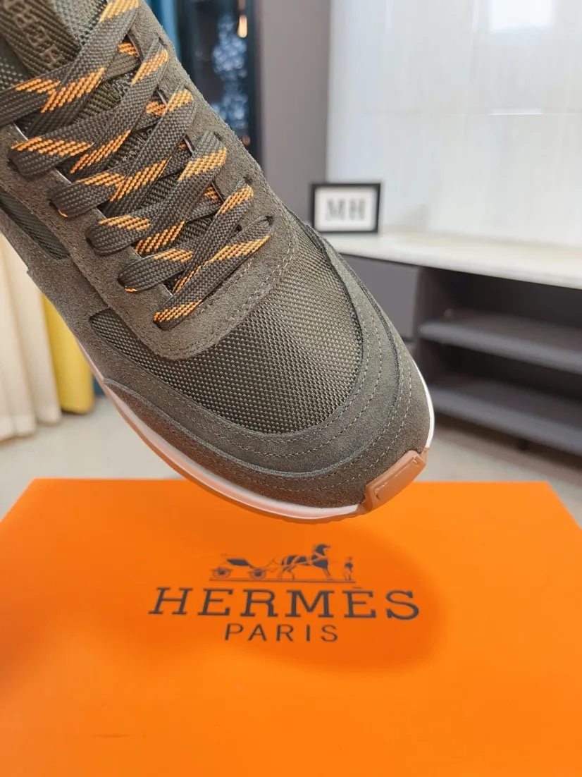 Men's shoes 💰440🌸🌸[HERMES] Hermès sneakers, the upper is made of calfskin and mesh, imported materials, full of texture, the lightweight sole is decorated with contrasting patterns, creating a versatile fashion style. Size: 38-44